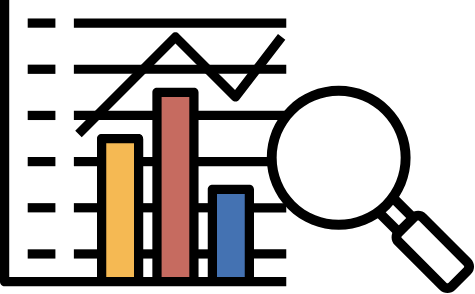 グラフと虫眼鏡のイメージ